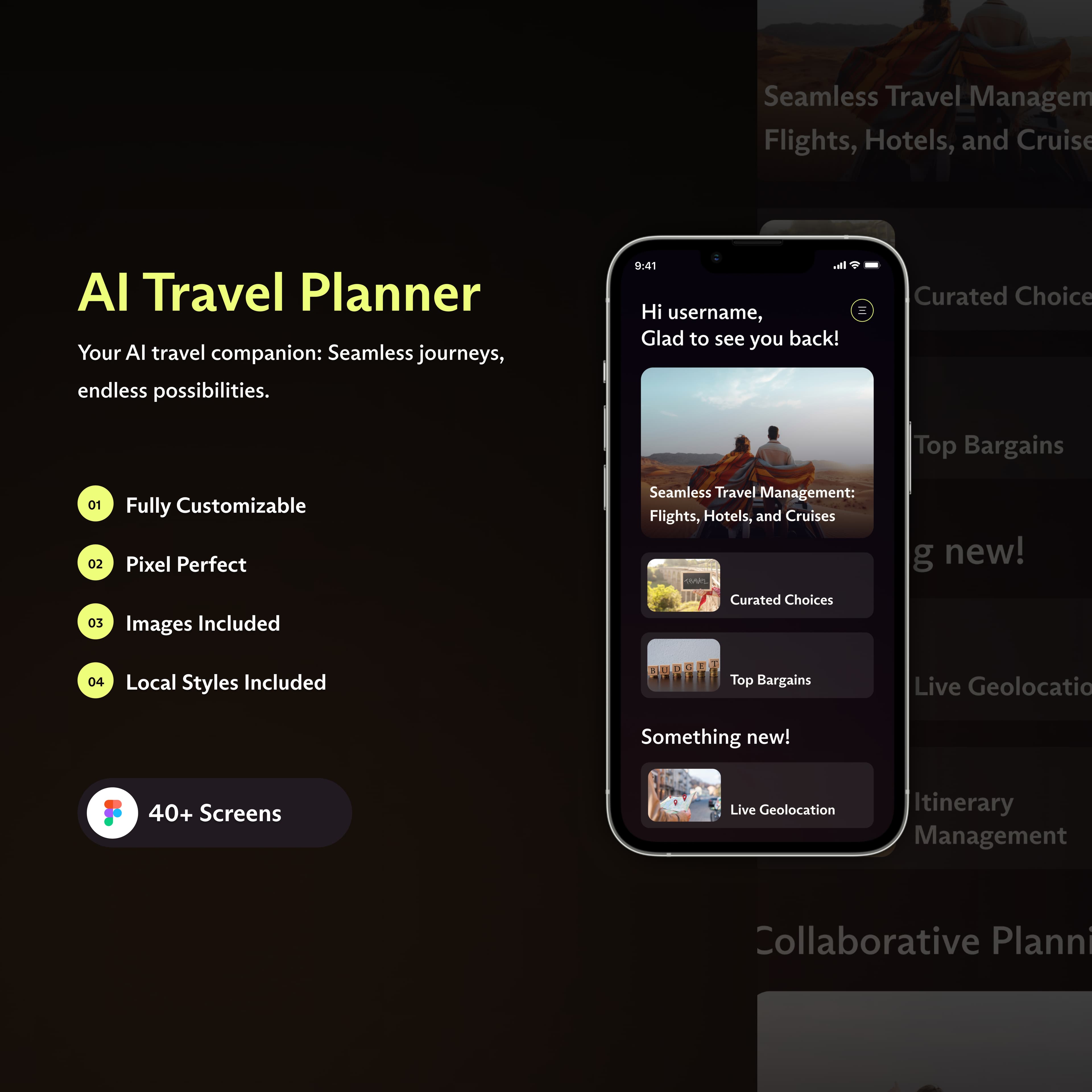 Image of AI Travel Planning App | Figma File | 40+ Screens