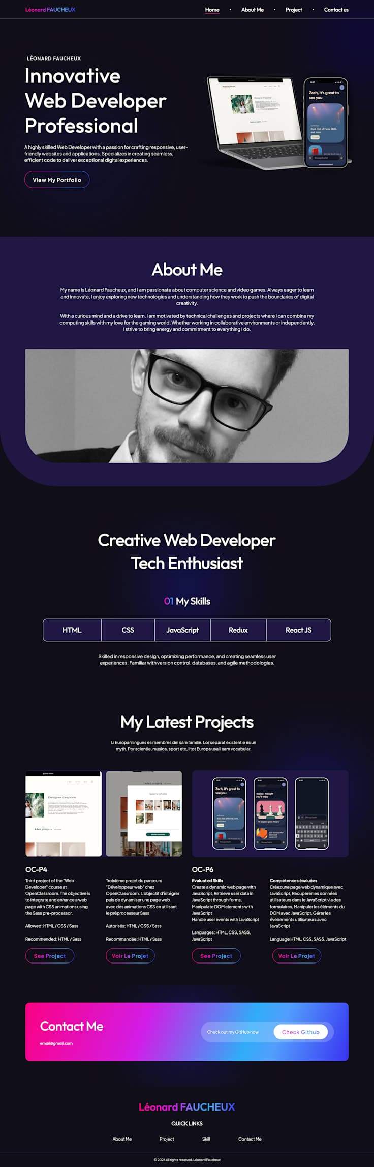 Image of Personal Developer Portfolio - Website