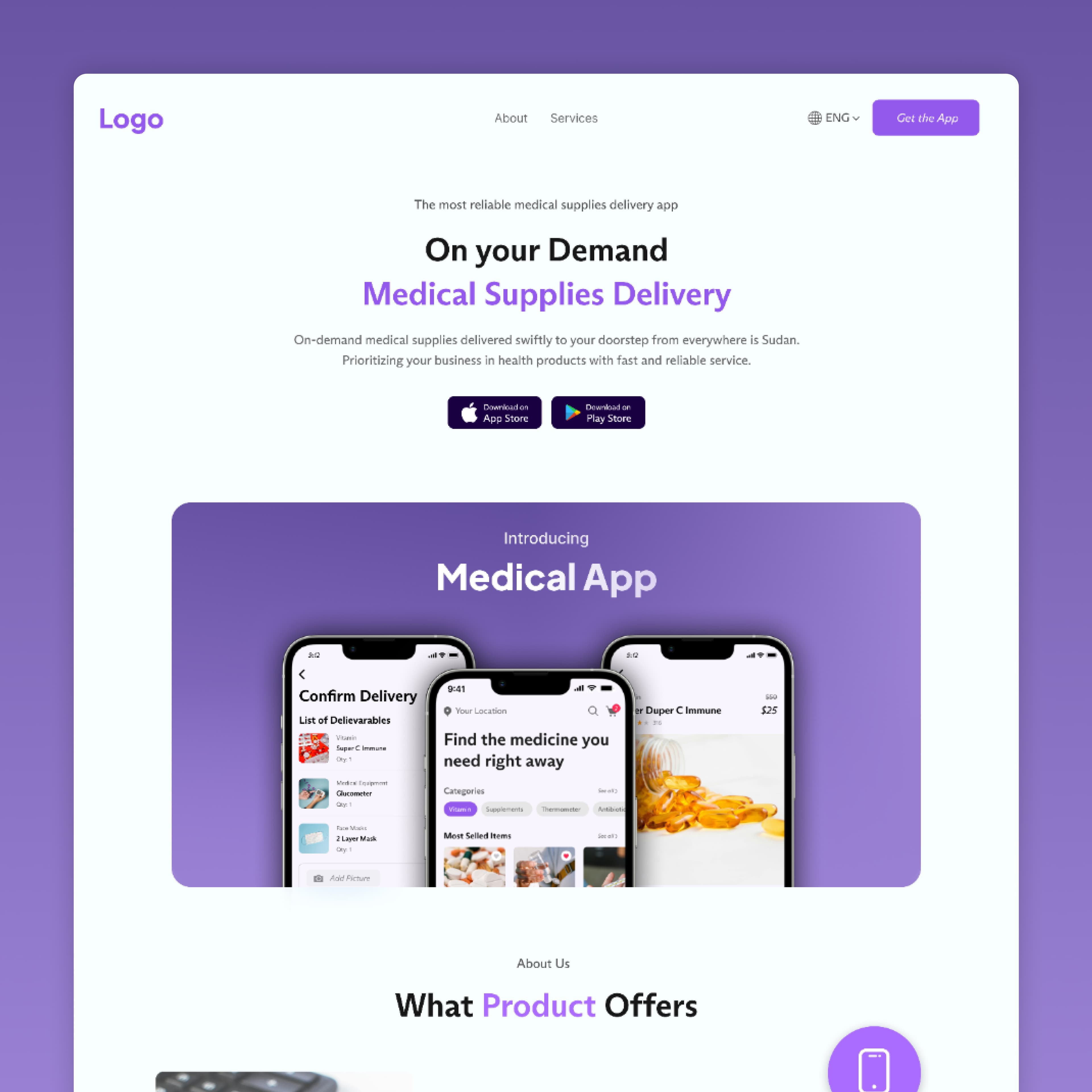 Image of Medical Landing Page Website | Figma File | 20+ Screens